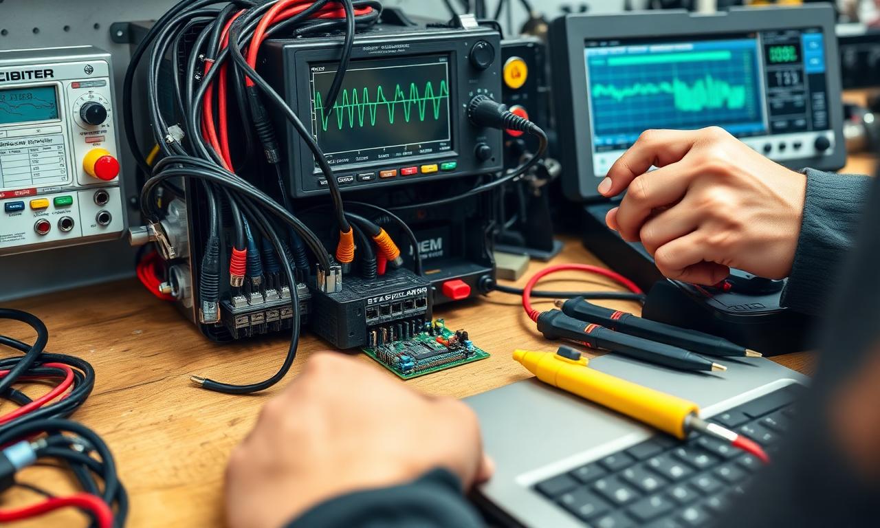 Técnico trabalhando em máquina agrícola